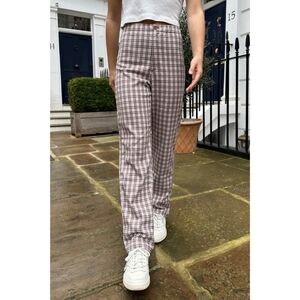 Brandy Melville Brown Tilden Straight Leg High Rise Academia Pants